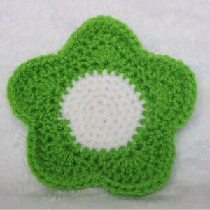 Handmade Spring Green and White Crochet Flower Coaster